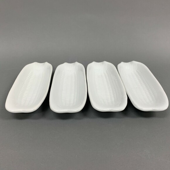 White Ceramic Corn Holders Dishes Lot of 4 - Picture 10 of 10